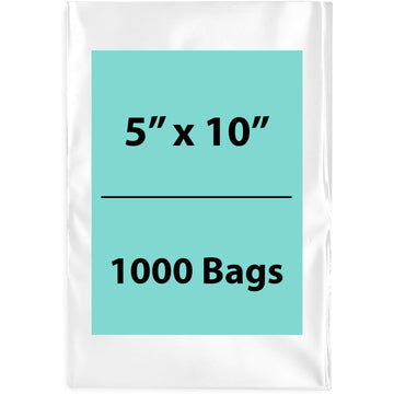 Clear Poly Bags Thickness: 4 Mil Size: 5 inch (width) X 10 inch (Height) Pack of 1000 Bags